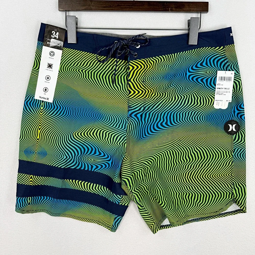 Hurley Phantom Eco Board Shorts Size 34 - TALL Mens Swirl Party NEW